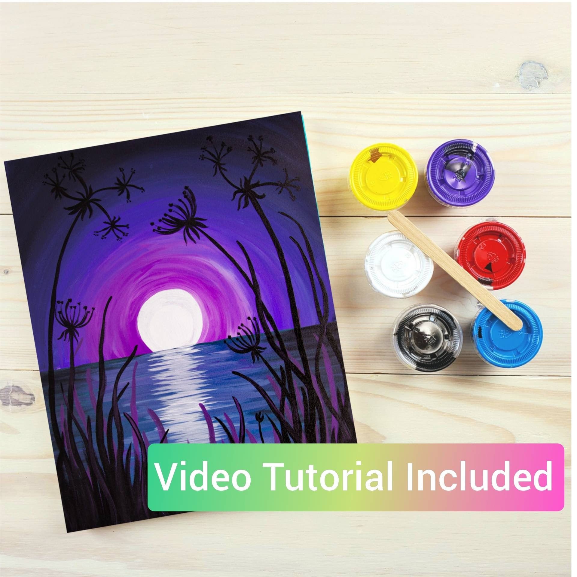 Paint Kit - Fire and Ice Acrylic Painting Kit & Video Lesson - Paint and Sip  At Home - Paint Party