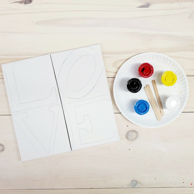 Love Double Canvas DIY Paint Kit Sip and Paint Date Night Etsy
