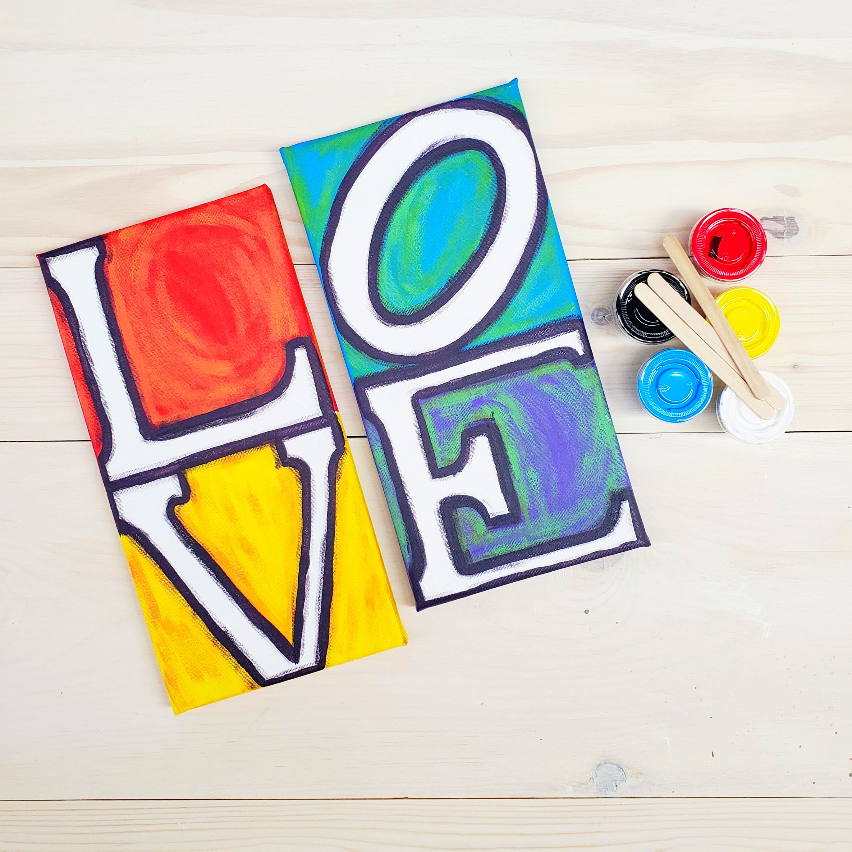 Love Double Canvas DIY Paint Kit Sip and Paint Date Night Etsy