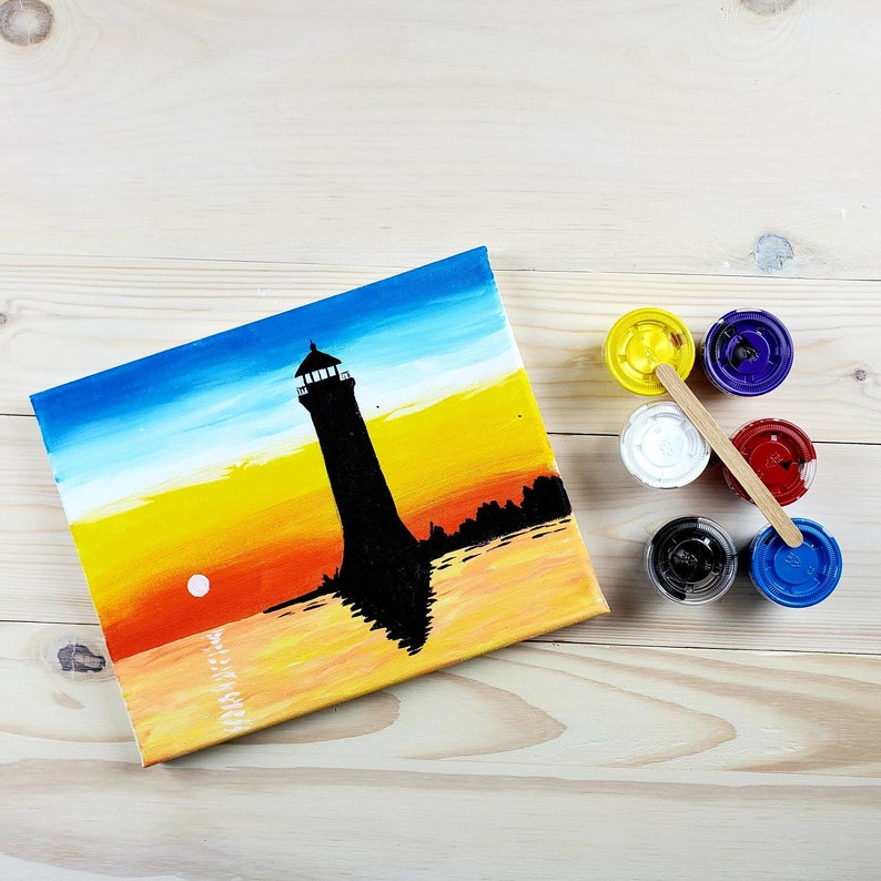 Lighthouse DIY Paint Kit Sip and Paint Date Night Wine and Etsy