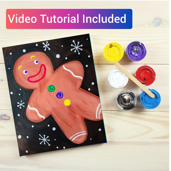 Gingerbread DIY Paint Kit Sip and Paint, Date Night, Wine and Paint Video  Tutorial Included 