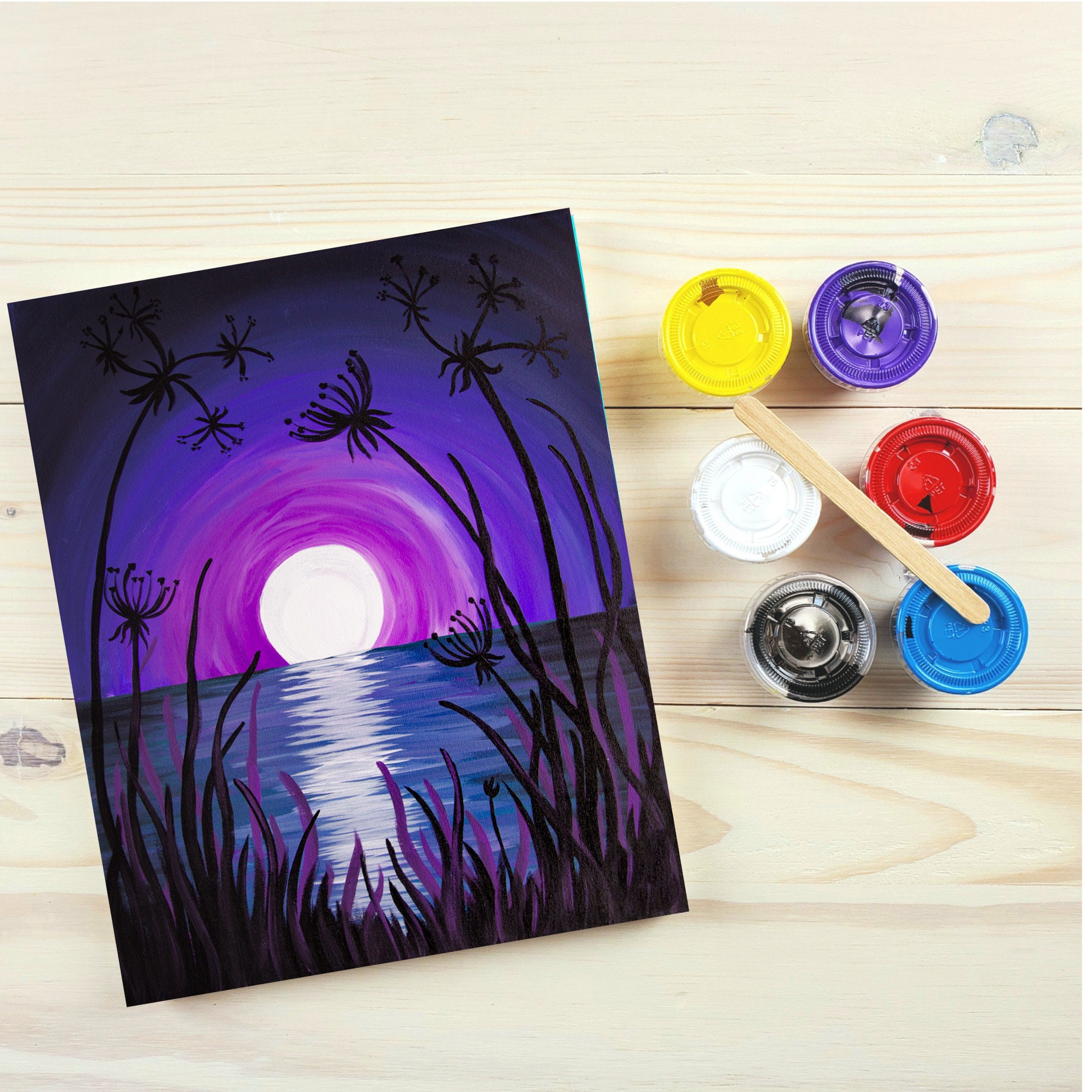 Moon Lace DIY Paint Kit Sip and Paint, Date Night, Wine and Paint Video  Tutorial Included 