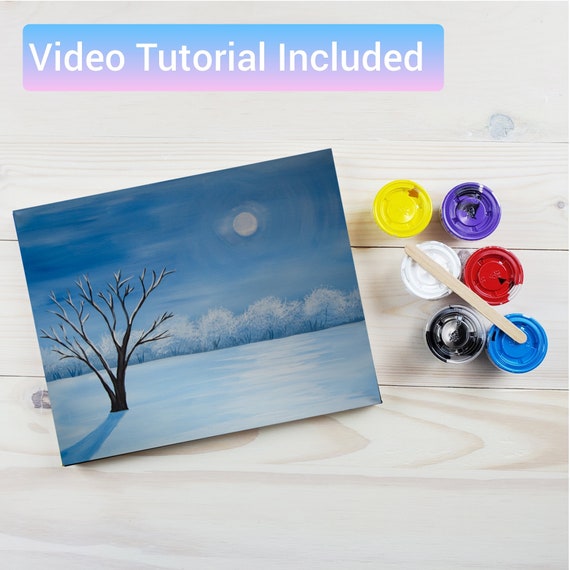 Winterscape DIY Paint Kit- Sip and Paint, Date Night, Wine and Paint- Video  Tutorial Included