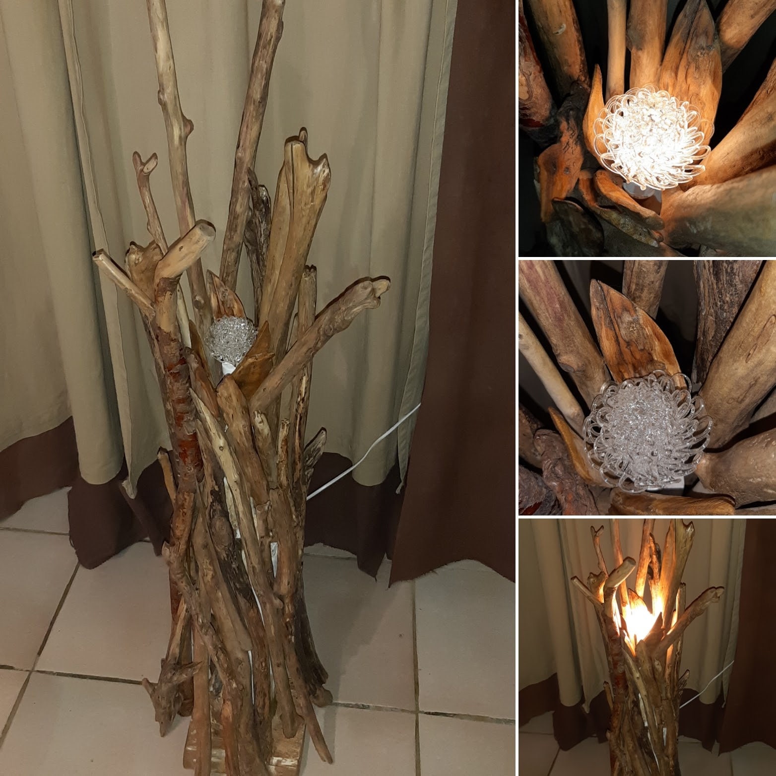 Large Driftwood Lamp. Grande Lampe Bois Flotté