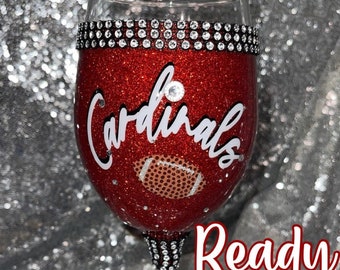 Ready to Ship Cardinals Wineglass