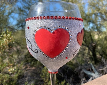 Items Similar To Valentine Wine Glass Glitter Valentines Items Similar To Valentine Wine Glass Glitter Valentines