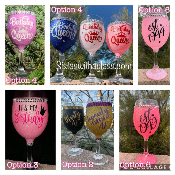 Birthday wine glass glitter wine glass birthday party gifts Etsy