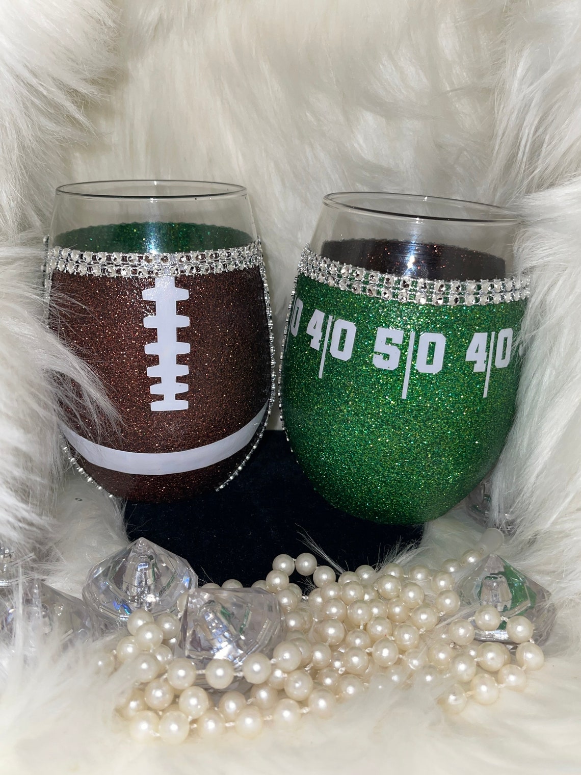 Football/field Wine Glass/ Add a Team or Personalize Etsy