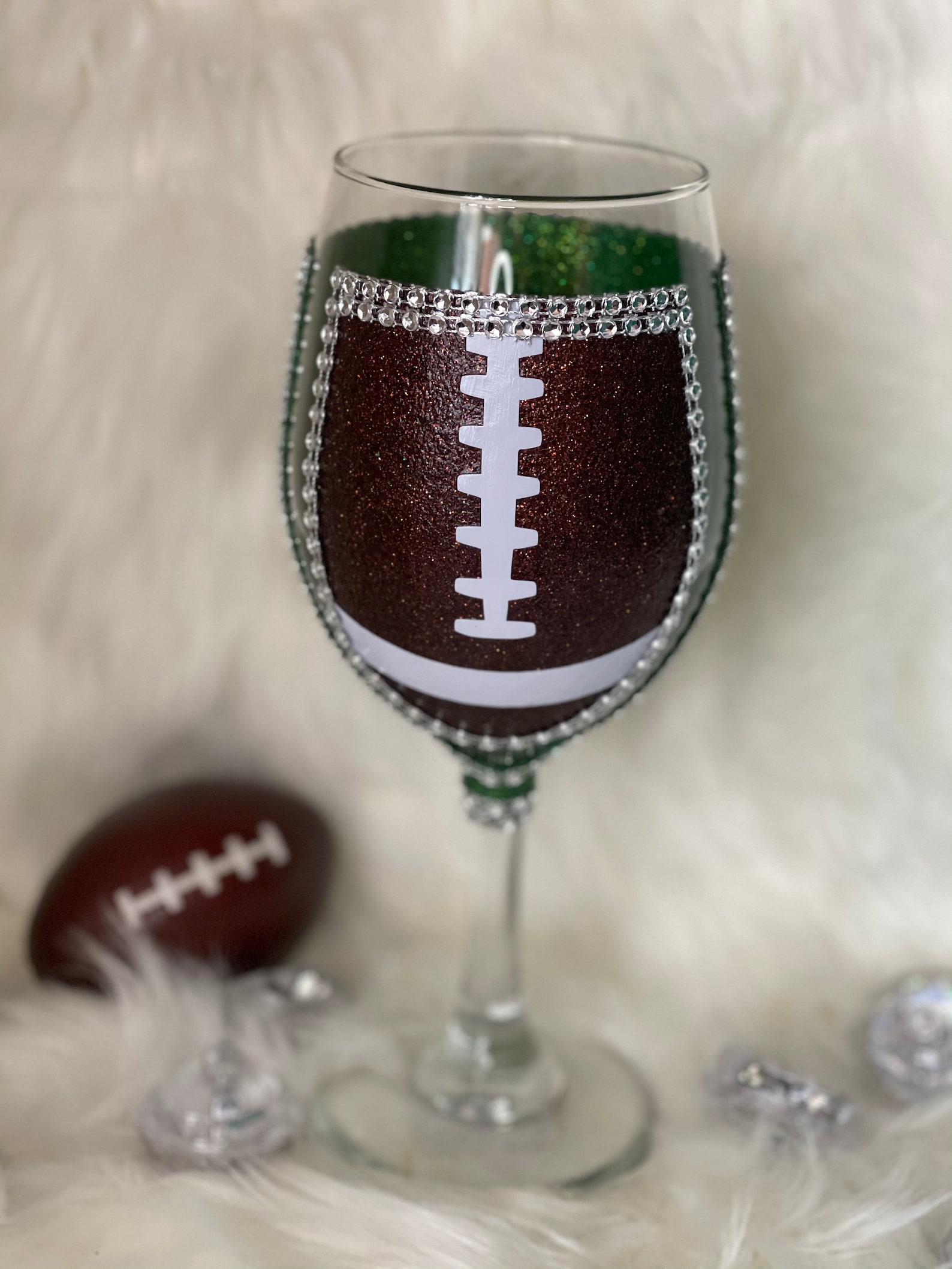 Football/field Wine Glass/ Add a Team or Personalize Etsy