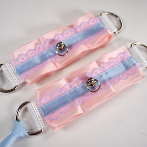 Made to your size / pastels cuff set / kitten play / lace bracelet / pet play /kink positive gift idea / sexy / kinky / cute