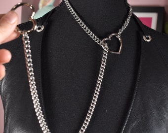 silver heart ring Slip chain / Fashion version / goth / alternative / alt fashion / 18+