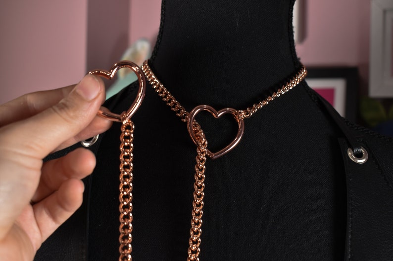 Rose gold heart ring Slip chain / Fashion version / goth / alternative / alt fashion / 18 image 5