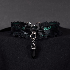 Made to your size / Forest green choker / kitten play collar / kawaii / alt fashion / emo / pet play necklace / goth