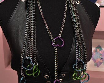 heart ring Slip chain  various colors / Fashion version  / goth / alternative / alt fashion / 18+