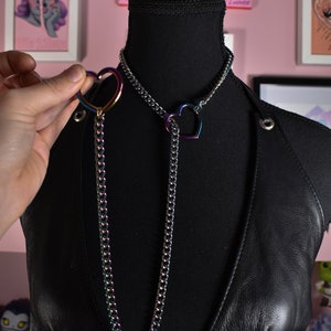 Rainbow heart ring Slip chain / Fashion version / goth / alternative / alt fashion / 18 image 3