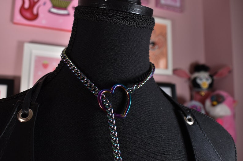 Rainbow heart ring Slip chain / Fashion version / goth / alternative / alt fashion / 18 image 4