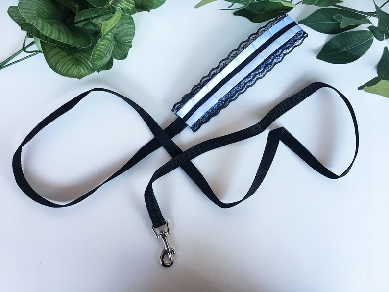 White and black lace Kitten play leash / Pet play / Bdsm / Etsy