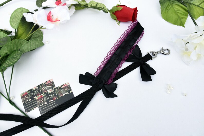 Customized Kitten play Set collar leash BDSM Choker ddlg sub little pet play plated ribbon collar kinky puppy play cuffs