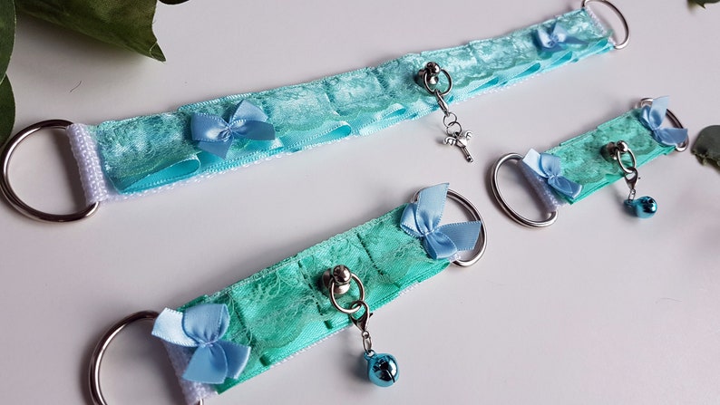 Customized Kitten play Set collar leash BDSM Choker ddlg sub little pet play plated ribbon collar kinky puppy play cuffs
