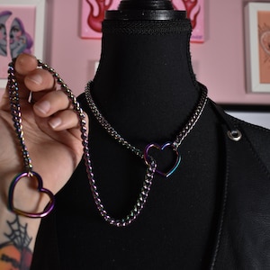 Rainbow heart ring Slip chain / Fashion version / goth / alternative / alt fashion / 18 image 5