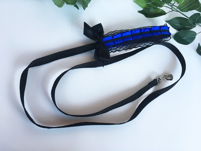 Blue and black lace Kitten play leash / Pet play / Bdsm / Etsy