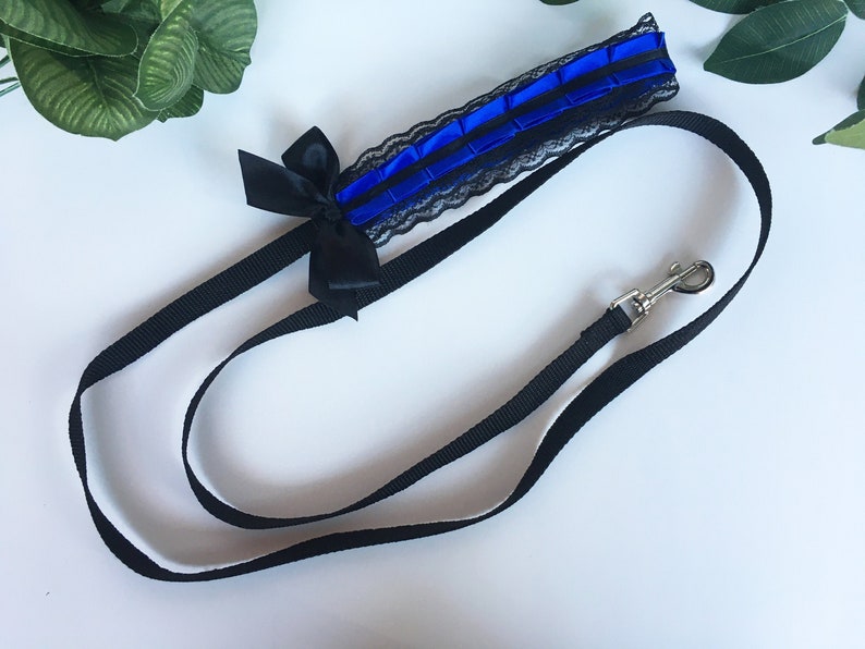 Blue and black lace Kitten play leash / Pet play / Bdsm / Etsy