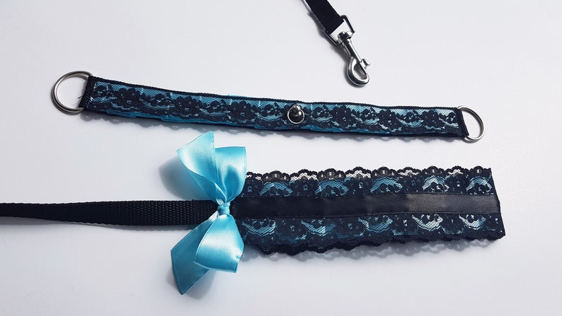 Customized Kitten play Set collar leash BDSM Choker ddlg sub little pet play plated ribbon collar kinky puppy play cuffs