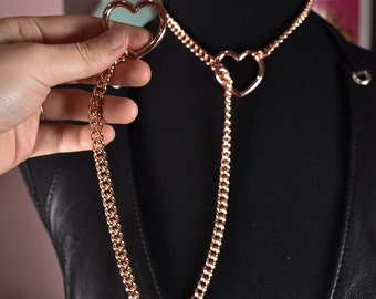 Rose gold heart ring Slip chain / Fashion version / goth / alternative / alt fashion / 18+