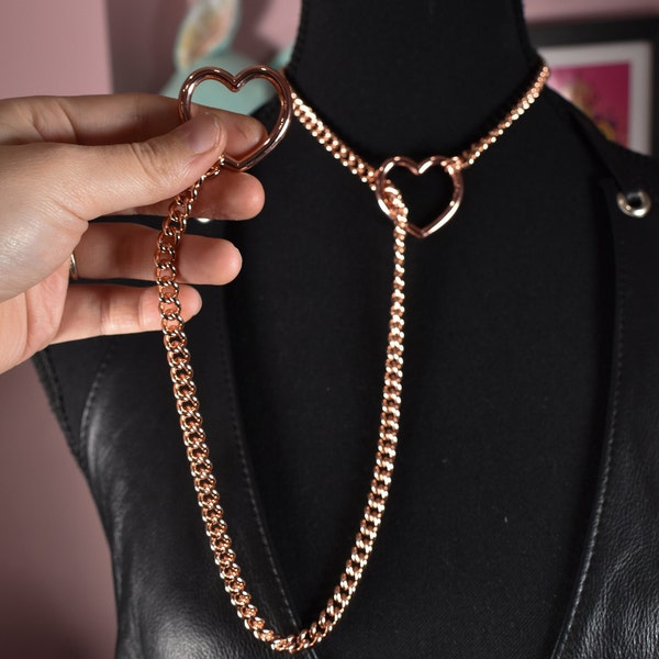 Rose gold heart ring Slip chain / Fashion version / goth / alternative / alt fashion / 18+