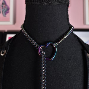 Rainbow heart ring Slip chain / Fashion version / goth / alternative / alt fashion / 18 image 6