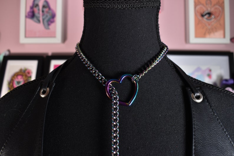 Rainbow heart ring Slip chain / Fashion version / goth / alternative / alt fashion / 18 image 6