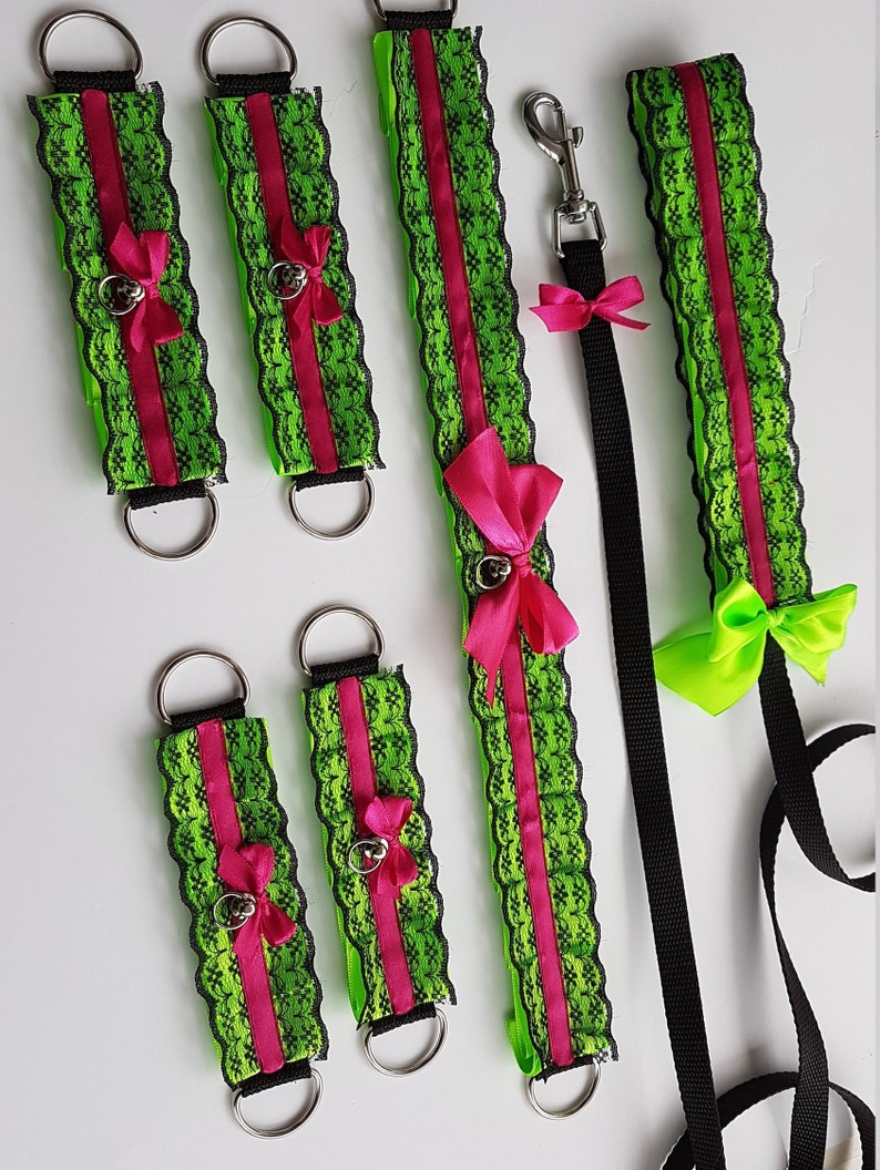 Customized Kitten play Set collar leash BDSM Choker ddlg sub little pet play plated ribbon collar kinky puppy play cuffs