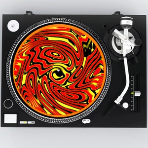 Turntable Slipmat, Unique Slipmat, Slipmat for Turntable, DJ Slipmats, Gift for DJ, Record Player Slipmat, Yellow and Red Decor, Eye Gaze