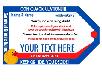 Customized (front and back) Cruising Ducks, Additional Graphic Design, Personalized, You Print, Download, Cruise Ship, Rubber Duck