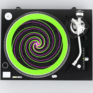 Turntable Slipmat, Neon Green and Black Turntable Slip Mat, Felt Slipmat, DJ Mat, Record Player Mat, Vinyl Slipmat