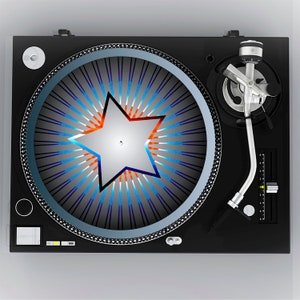 DJ Slipmat, Record Player, Turntable Slipmats, Gift for Musician, Gift for Audiophile, Record Player Slipmats, Silver Star, ALS Eye Gaze Art