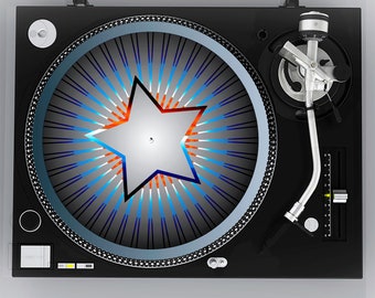 Slipmat, Record Player, Silver Star DJ, ALS Eye Gaze Art, Turntable Decor