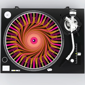 Turntable Slipmat, Slipmats, DJ Slipmat, Vinyl Slipmat, Record Player, Slip mat, Gift for Audiophile, Eye Gaze Art, Hot Pink and Orange