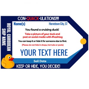 Royal Caribbean Cruise Ducks, Personalized, Customized, You Print, Cruise Ship, Cruising, Rubber Duck Hide Seek, ConQUACKulations, Keep Hide