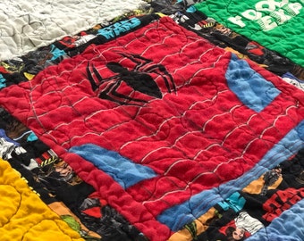 T Shirt Memory Quilt-t-shirt quilt-superhero quilt-Custom Handmade High School Quilts-T-Shirt Blanket