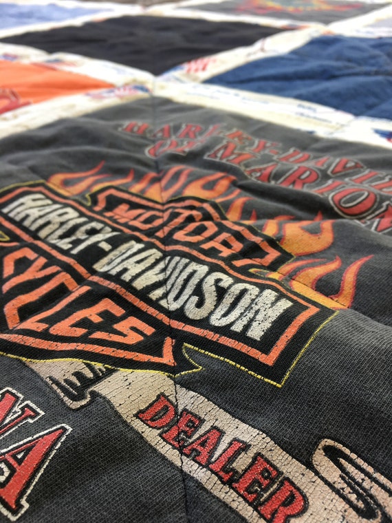 Harley T-shirt Quilt-HD motorcycle bedding-Biker-HD Memory tshirt Quilt-Custom harley tee shirt quilt