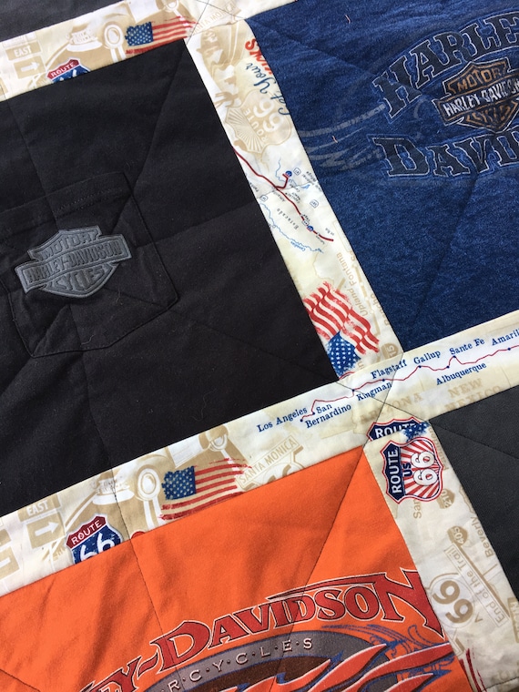 Harley T-shirt Quilt-HD motorcycle bedding-Biker-HD Memory tshirt Quilt-Custom harley tee shirt quilt