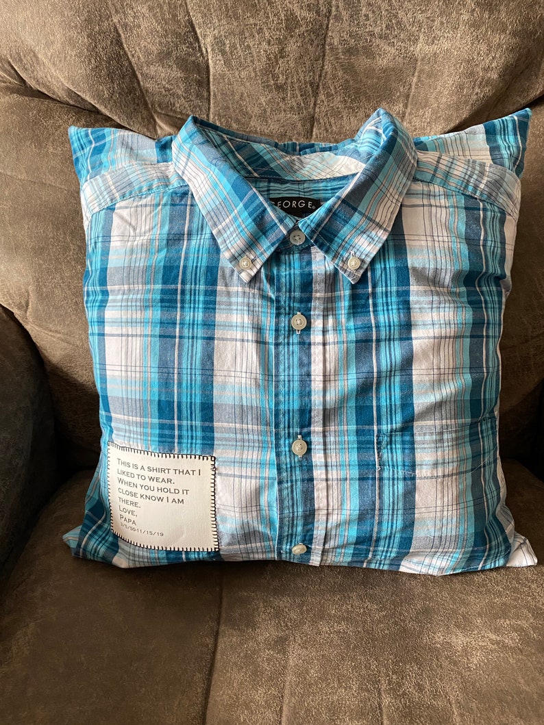 Memory Pillow With Collar From Shirt of Your Loved Etsy