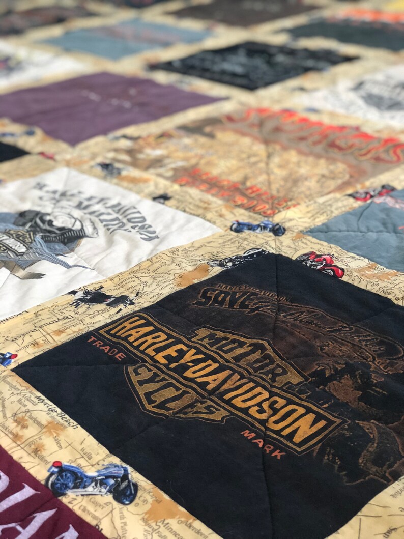 Harley T-shirt Quilt-HD motorcycle bedding-Biker-HD Memory tshirt Quilt-Custom harley tee shirt quilt
