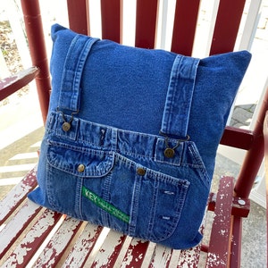 Denim Bib Overalls Memory Pillow or Pillow Cover