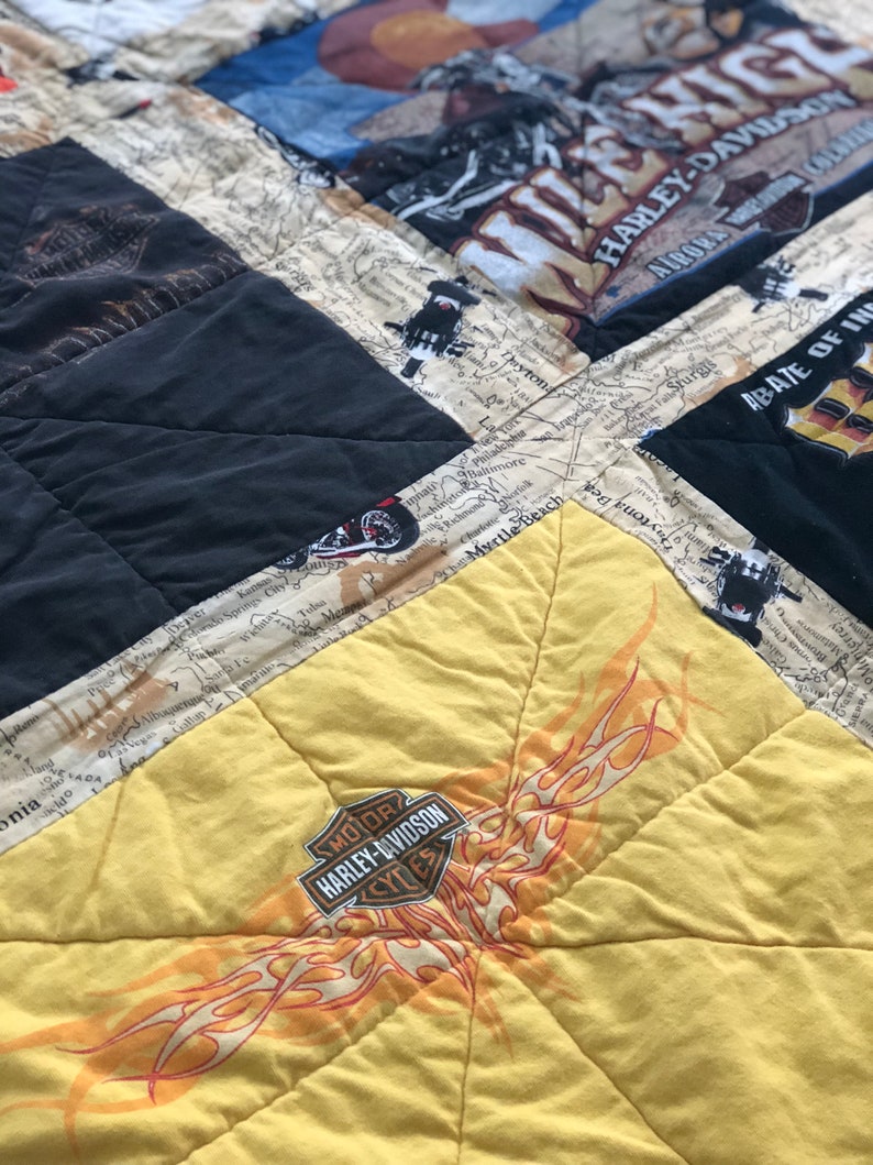Harley T-shirt Quilt-HD motorcycle bedding-Biker-HD Memory tshirt Quilt-Custom harley tee shirt quilt