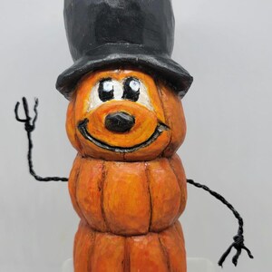 Pumpkin Man Hand Carved Wooden