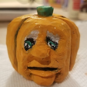 Mr. Pumpkin- Hand carved basswood decor