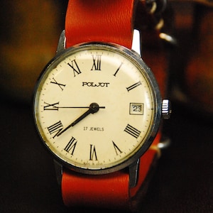 USSR Vintage poljot Men&#39;s Watch +/- new leather Vintage men&#39;s watch – mechanical gift to him
