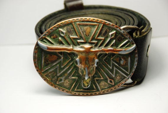 Vintage Military Belt, Leather Belt, Brown Belt, M